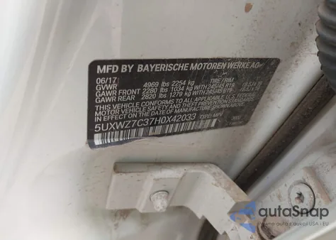 2017 BMW X3 Sdrive28I из США, поврежденный, VIN 5UXWZ7C37H0X42033